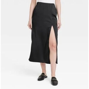 A New Day Black Midi Skirt with Slit Women's XS
